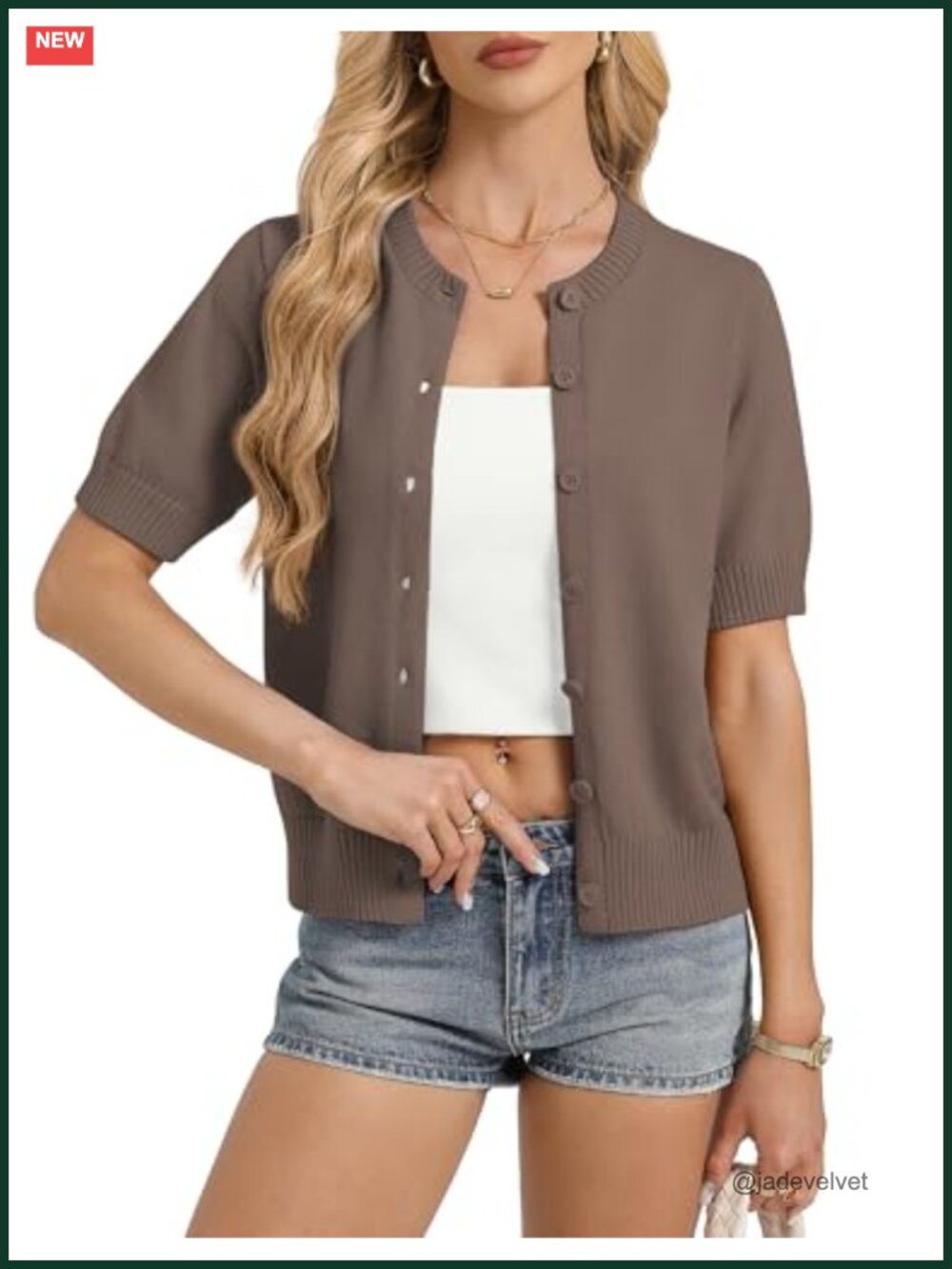 Women's Cotton Blend Short Sleeve Cardigan Button Up Summer Knit Sweater